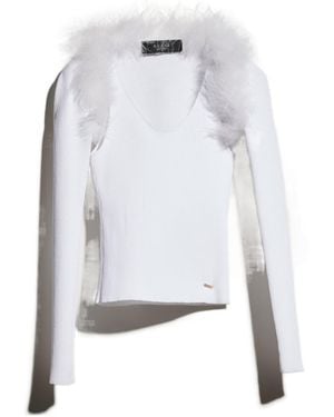 Gucci Rib Viscose Tank Top With Cardigan - White