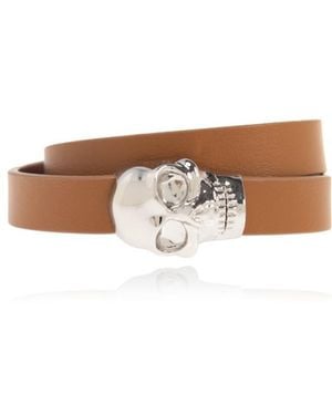 McQueen Skull Double Wrap Bracelet - Brown