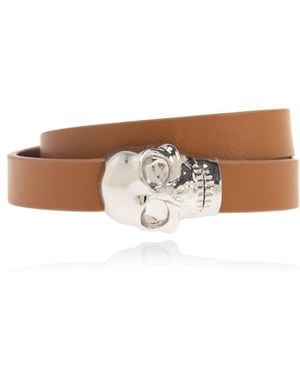 McQueen Skull Double Wrap Bracelet - Brown
