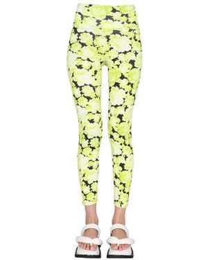 MSGM Floral Print High Waist Leggings - Metallic
