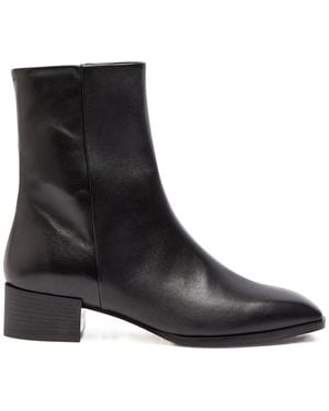 Ganni Leather Heeled Ankle Boots - Black