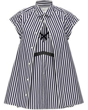 Sacai Striped Poplin Sleeveless Shirt - Blue