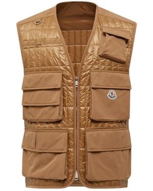 Moncler Ytise Vertical-Quilted Padded Vest - Brown