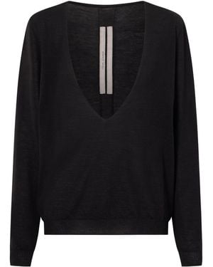 Rick Owens Deep V-Neck Long Sleeved Sweater - Black