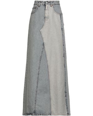 MM6 by Maison Margiela Color-Block Denim A-Line Skirt - Gray