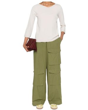 D.exterior V-Neck Long Sleeve Top - Green