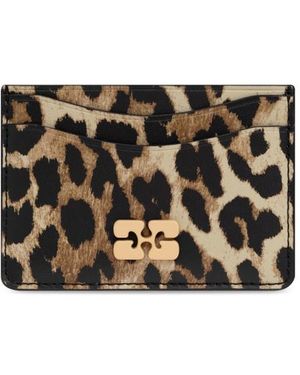 Ganni Leopard Printed Cardholder - Black