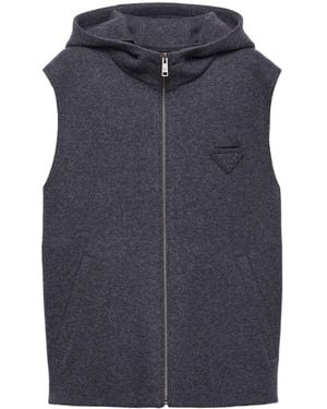 Prada Wool And Cashmere Zipper Vest - Blue