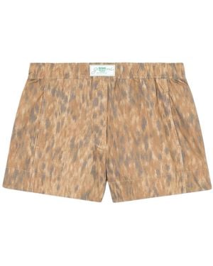Ganni Logo Patch Printed Shorts - Natural