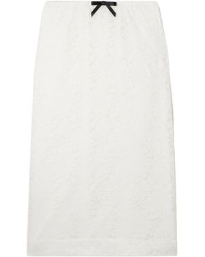ShuShu/Tong Bow-Embellished Satin-Trimmed Lace Midi Skirt - White