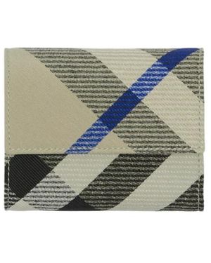 Burberry Checked Trifold Wallet - Blue