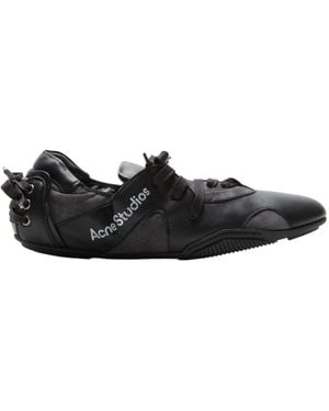 Acne Studios Leather Lace-Up Trainers - Black