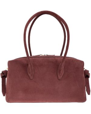 Yuzefi Brioche Suede Knotted-Detail Duffle Bag - Red