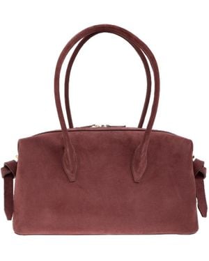Yuzefi Brioche Suede Knotted-Detail Duffle Bag - Red