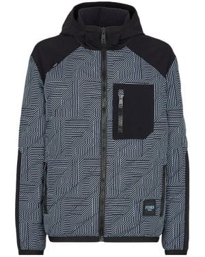 Fendi Logo Patch Zip-Up Jacket - Grey