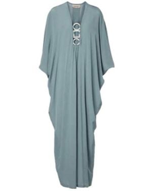 Adriana Degreas Ring-Detail Draped Kaftan - Blue