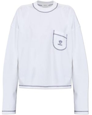 Versace Cotton Long-Sleeve Top - White