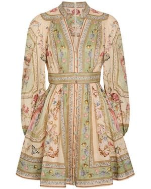 Zimmermann Roselight Printed Linen Mini Dress - Natural