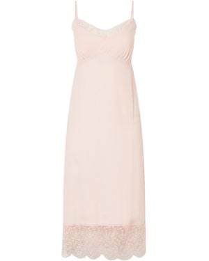 Simone Rocha Lace-Trimmed Crepe De Chine Midi Dress - Pink