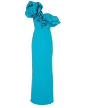 Rebecca Vallance Ella Ruffled One-Shoulder Gown - Blue