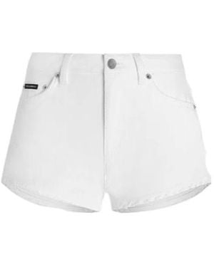 Dolce & Gabbana Logo Plaque Denim Shorts - White
