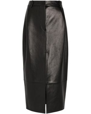 KHAITE Anden Leather Midi Skirt - Black