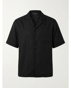 Gucci Gg Silk Jacquard Bowling Shirt - Black