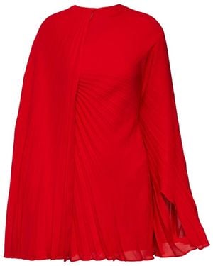 Valentino Cape-Style Dress - Red