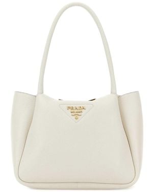 Prada Small Top-Handle Tote Bag - White