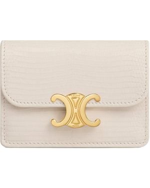 Celine Card Holder With Flap Triomphe - White