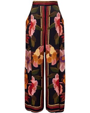FARM Rio Floral-Print Trousers - Red