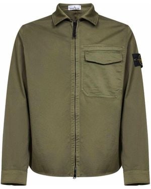 Stone Island Zip Pocket Overshirt Jacket - Green