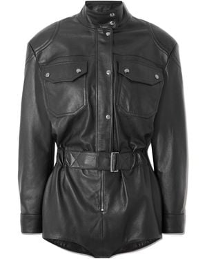 Magda Butrym Lace-Up Leather Bodysuit - Black