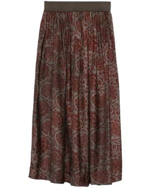 Uma Wang Patterned Midi Skirt - Brown