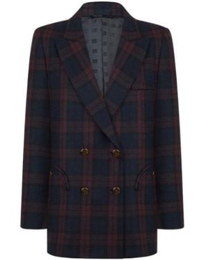 Blazé Milano Blazé Milano Everynight Checked Double-Breasted Blazer - Blue