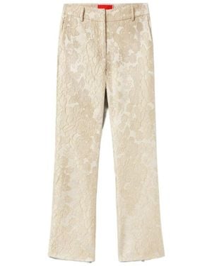 La DoubleJ Floral-Jacquard Trousers - Natural