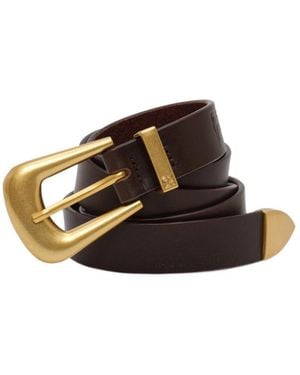 Magda Butrym Rounded Buckle Leather Belt - Brown