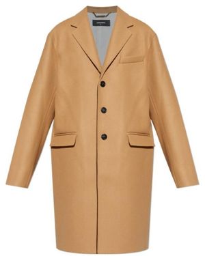 DSquared² Single Breasted Mid-Length Coat - Natural