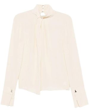 Patrizia Pepe Tie-Neck High-Neck Blouse - White