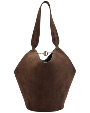 KHAITE Lotus Mini Suede Tote Bag - Brown