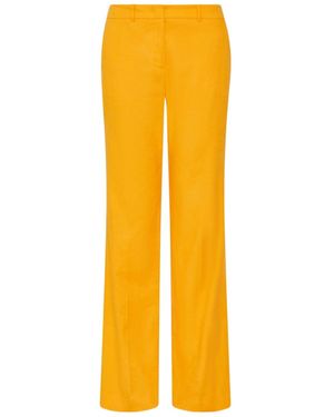 Marella High-Waisted Micro-Hair Casual Pants - Yellow