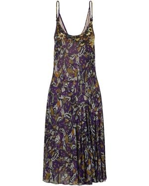 Dries Van Noten Embroidered Slip Dress - Purple