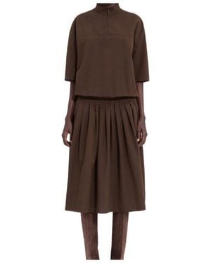 MM6 by Maison Margiela Wool Shirting Shirt-Dress - Brown