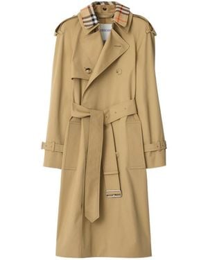 Burberry Double Breasted Belted Trench Coat - Natural