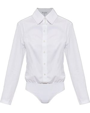 Alaïa Long-Sleeved Shirt Jumpsuit - White