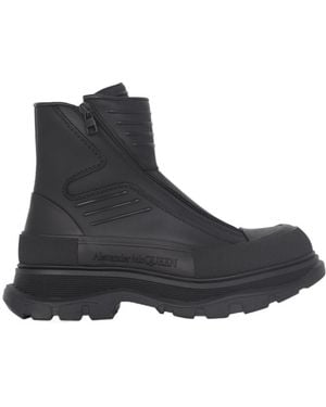 McQueen Sleek Rubberized Ankle Boots For - Black