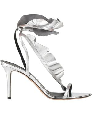 Isabel Marant Metallic Leather High-Heeled Sandals - White