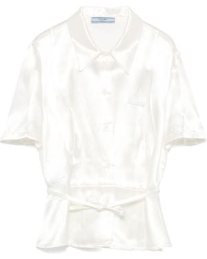 Prada Short-Sleeved Satin Shirt - White