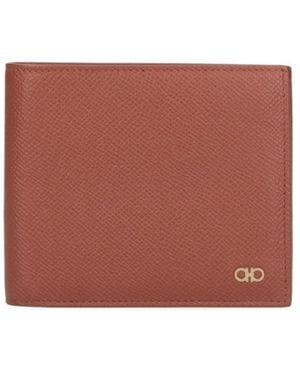 Ferragamo Gancini Plaque Bi-Fold Wallet - Red