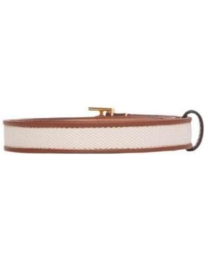 Burberry Logo Plaque Buckle Belt - White